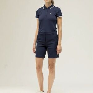 Tory Burch Sports Tech Golf Shorts Women Size 4 Navy Blue Twill Back Wel…